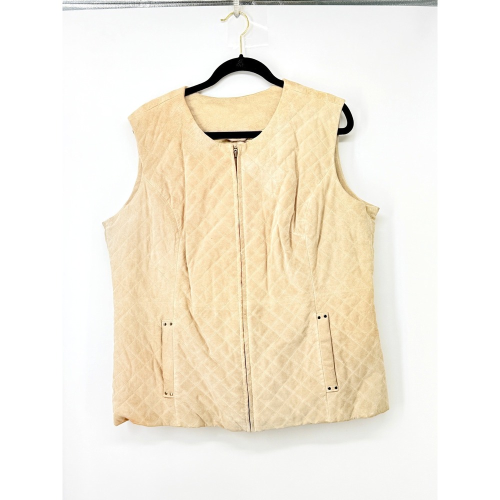 Southwestern Quilted Equestrian Suede Leather Vest Boho Western Plus Size 1X